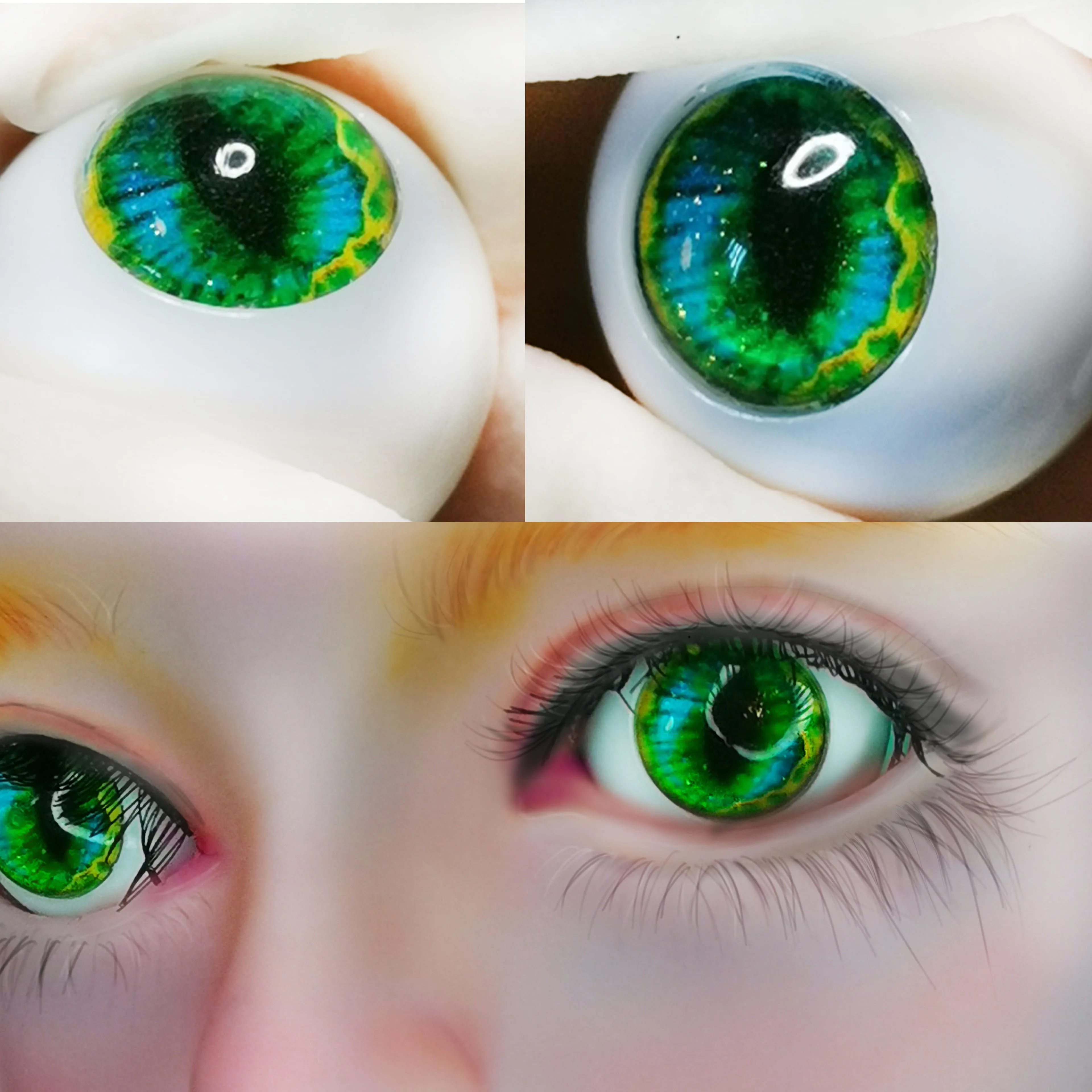 Зеленый блестящий глаз Bjd для мальчиков и девочек аксессуары кукол bjd/SD/MSD круглая