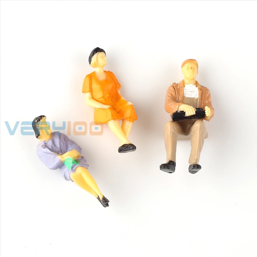 20 Pc Seated People 1:30 Scale Figures Model Park Scenery DIY Multicolor Painted 