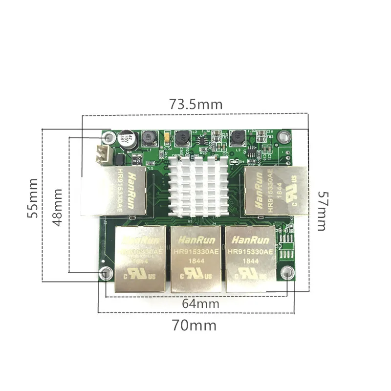 Промышленный Ethernet коммутатор модуль 5 портов unmanager 10/100/1000 Мбит/с PCBA плата OEM Авто