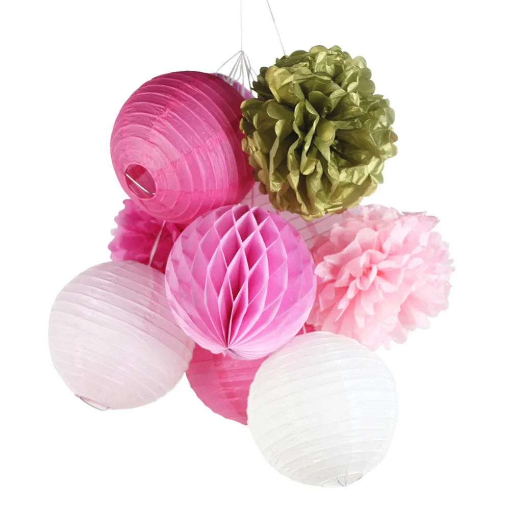 10pcs(Gold Pink White) Paper Decoration Set Paper ...