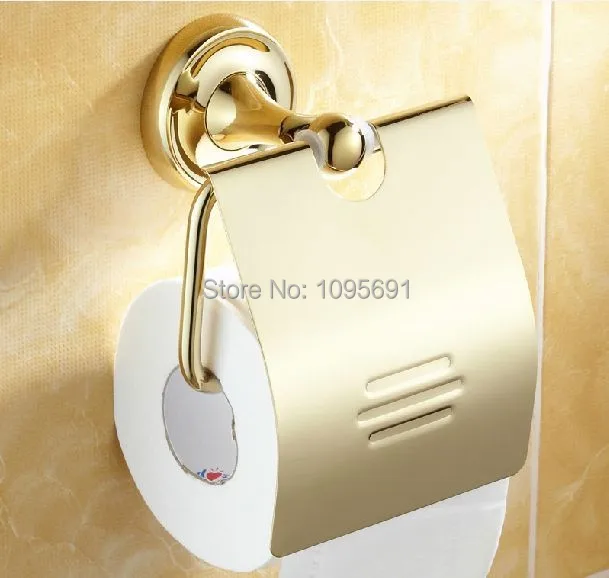 Gold Polished Toilet Paper Holders copper Paper Roll Rack golden toilet