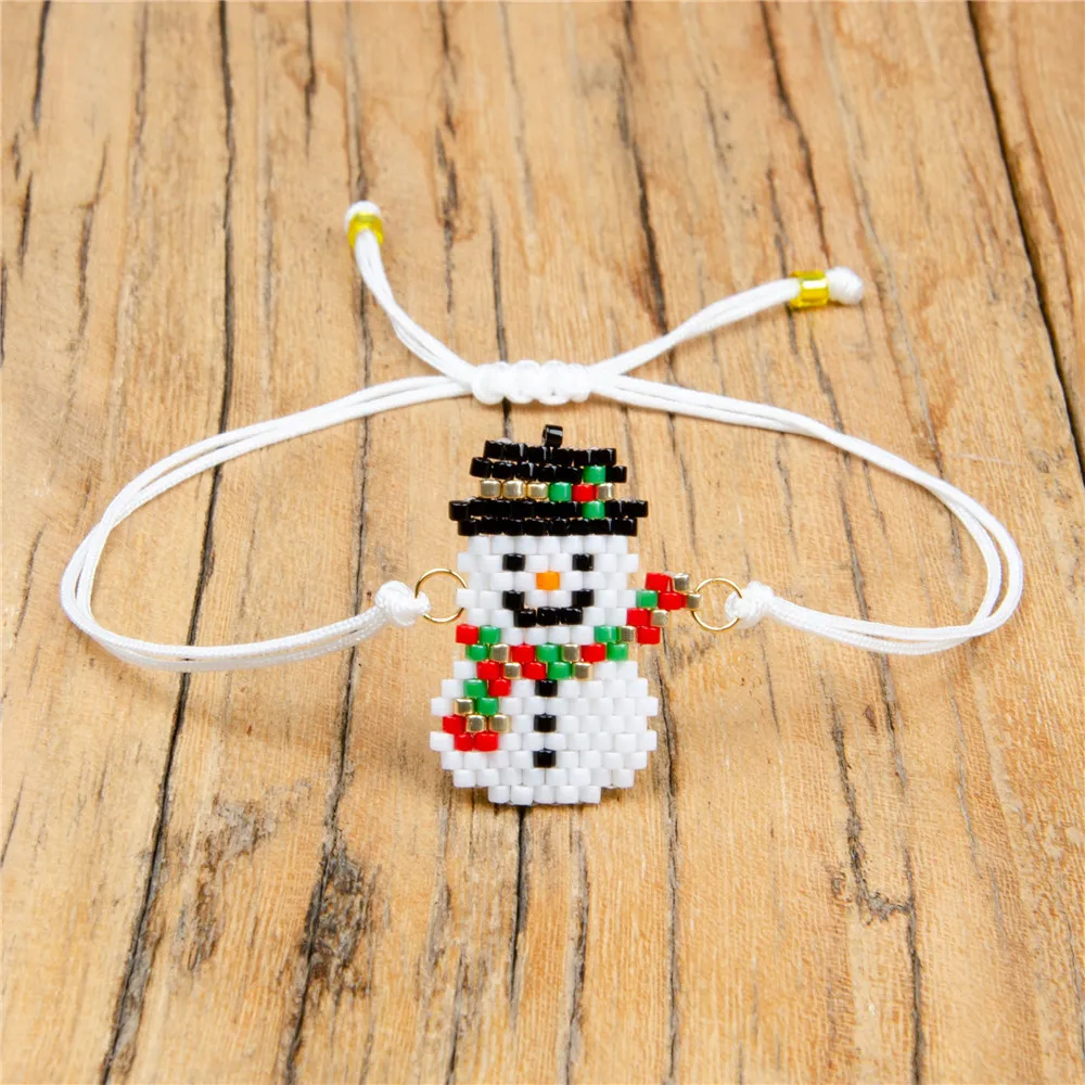 Браслет со снеговиком MIYUKI браслеты в рождественском стиле ручной работы Pulseras женские деликатные бусины Снеговик Bileklik ювелирные изделия