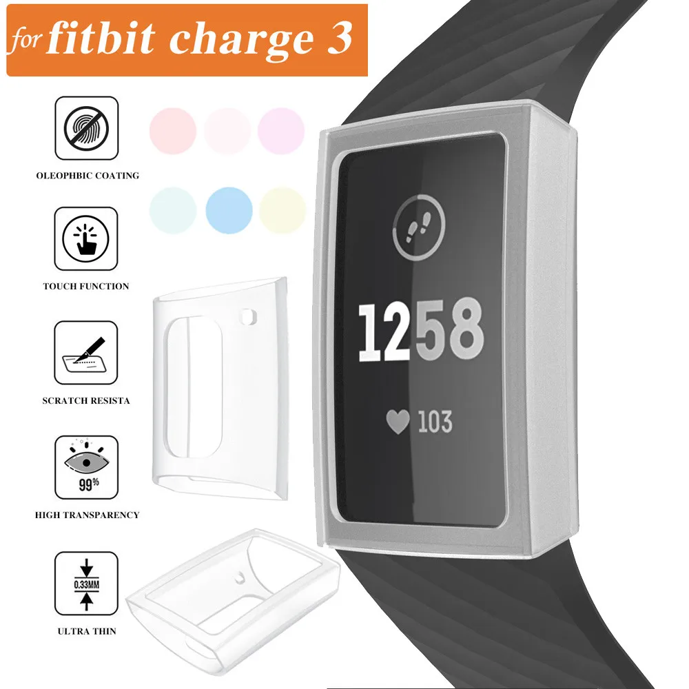 

SmartWatch Smart Watch Strap Smartband mi band Ultra-thin Soft TPU Protection Silicone Case Cover For Fitbit Charge 3 Wristband
