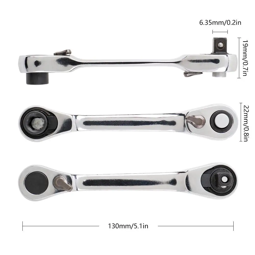 1pcs 1/4"Mini Ratchet Wrench Batch Head Handle Small Fly Socket Wrench Double-Ended Torque Wrench Repair Tools