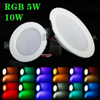 

RGB RGBW 5W/10W LED Ceiling Panel Light AC85-265V 24Color Downlight Bulb Lamp with Remote Control Free shipping