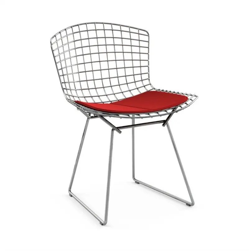Детский стул с проволокой, детский стул Bertoia, детский стул, минималистичный современный столик для кормления малыша, современный классический дизайн, популярный хромированный стул - Цвет: Chromed Ch Red Pad