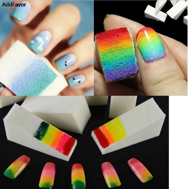 

AddFavor 10pcs Salon DIY Nail Art Sponge Polish Stamp Stamping Manicure Nail Art Accessories Color Change Gel Nail Polish