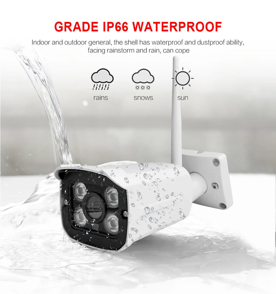 SEEKER охранных ИК-hd пуля Беспроводной Камера IP66 Водонепроницаемый 720 P Wi-Fi открытый Камера двухстороннее аудио P2P облако