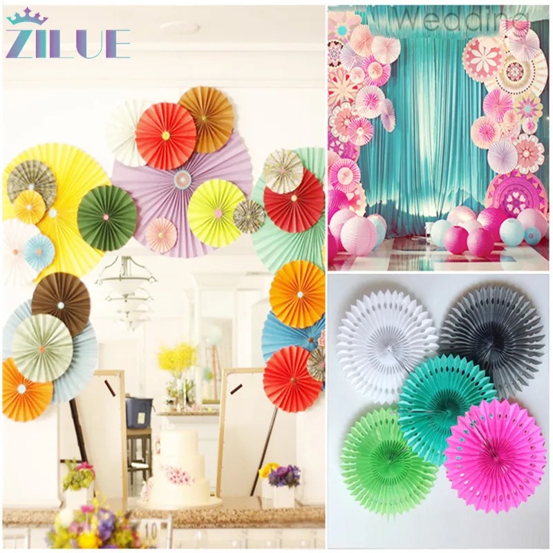 Zilue 10pcs Lot 8 10 12 Tissue Paper Fans Decoration Kids