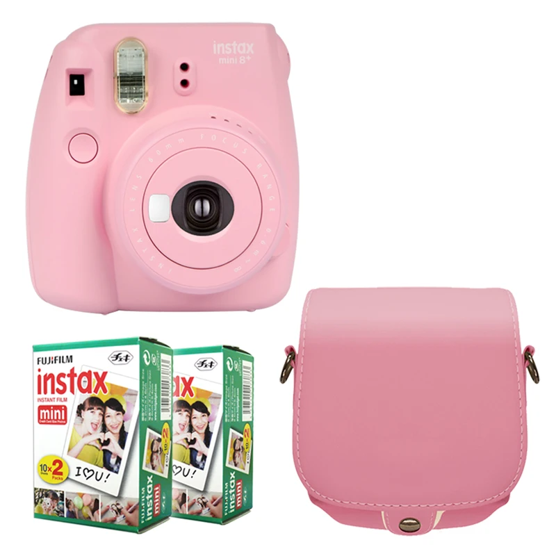 Fujifilm Instax Mini 8 Plus камера клубника+ Fuji 40 плёнки мгновенный белый край фото плотная фотография из искусственной кожи сумка