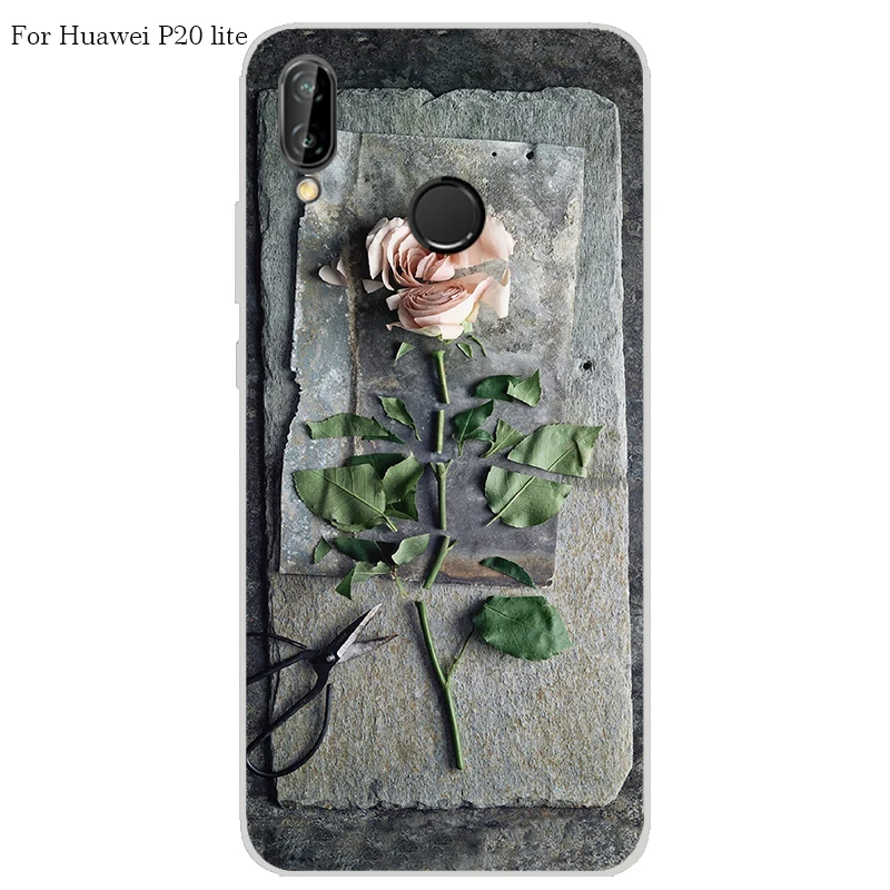Huawei P20 lite Case Cover TPU Case For Huawei P20 lite Phone Cover Sweet Floral Cute Cat TPU P20 lite Soft Case Fashion 100%   a12