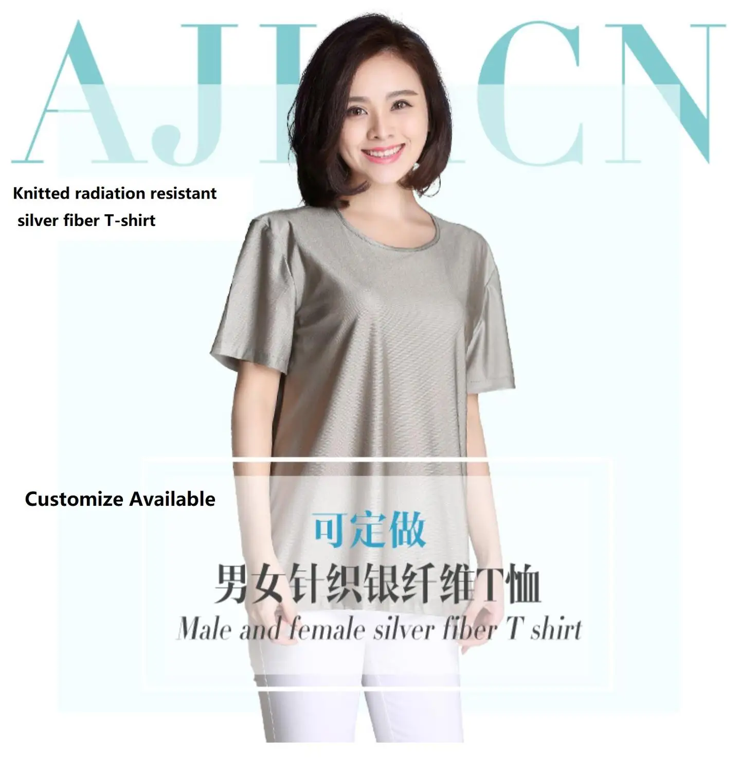 

Ajiacn women's Electromagnetic radiation protection Knitted short-sleeved shirt,EMF radiation proof for four seasons .