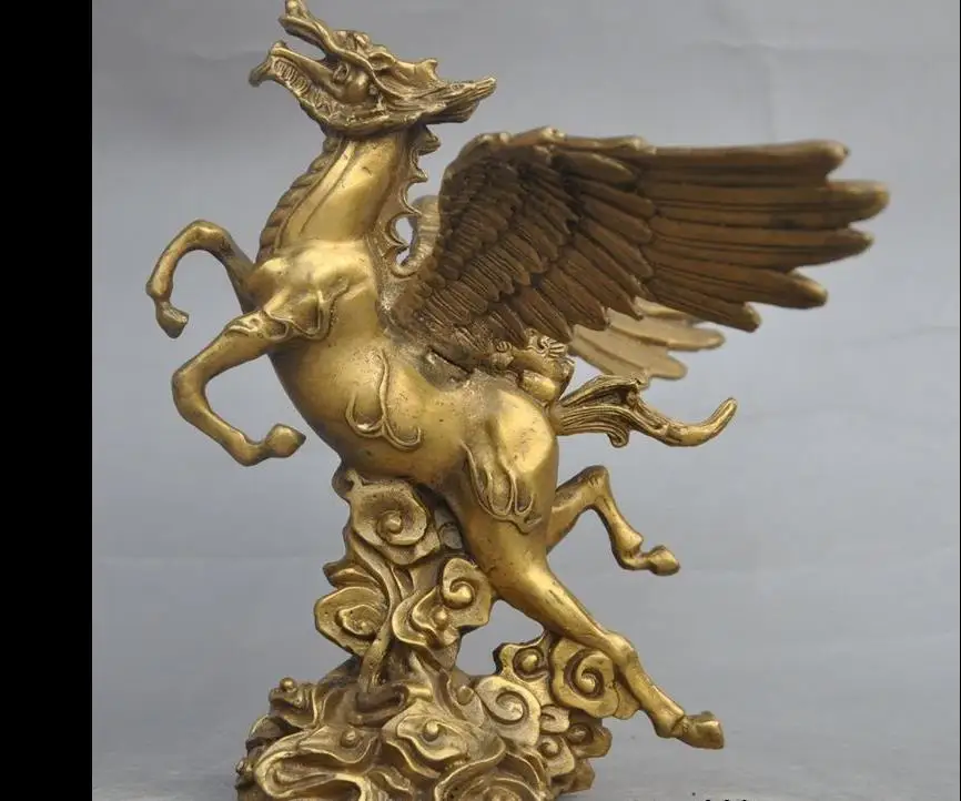 671115629+++8&quotChina FengShui Brass dragon head fly Horses auspicious Lucky statue Sculpture | Дом и сад
