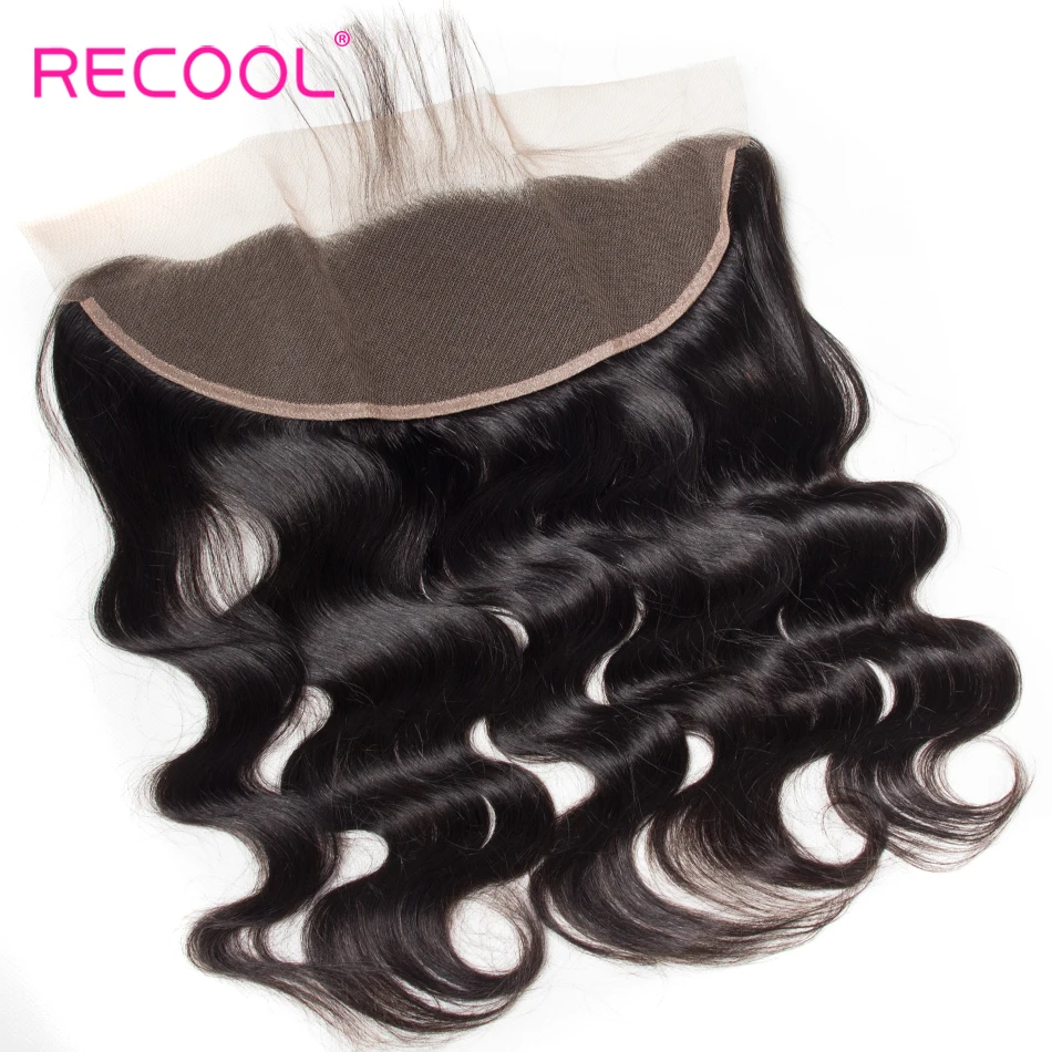 Recool Hair HD прозрачное фронтальное закрытие шнурка с детскими волосами бразильская объемная волна швейцарское кружево человеческие волосы фронтальное закрытие шнурка