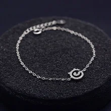 925 браслеты из стерлингового серебра для девочек красивый милый Кот Шарм крошечные CZ камень инкрустированный тонкий цепи браслеты подарок на день рождения