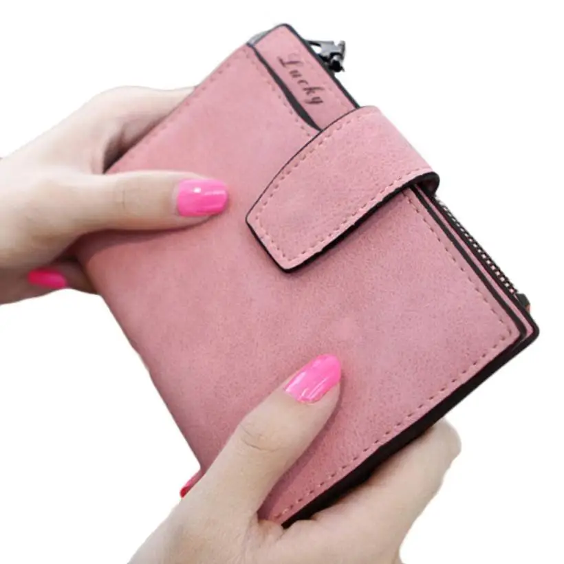 Xiniu, женский кошелек, Одноцветный, мини, мелкий, магический двойной, кожаный кошелек, держатель для карт, клатч, Женская сумочка, Bolsa#2415 - Цвет: Pink