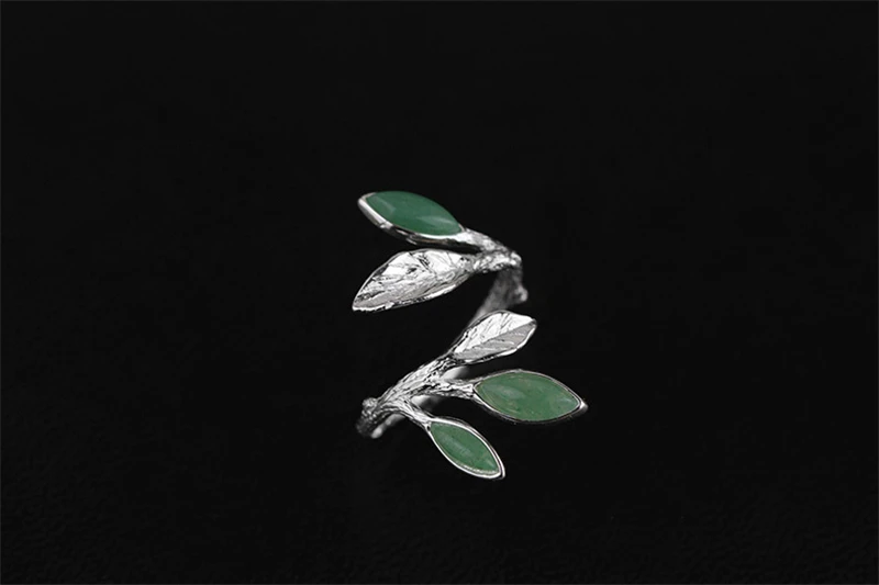 Lotus Fun Настоящее 925 пробы серебро натуральный камень креативный ручной работы дизайнер ювелирные изделия Весна в воздухе листья женские кольца