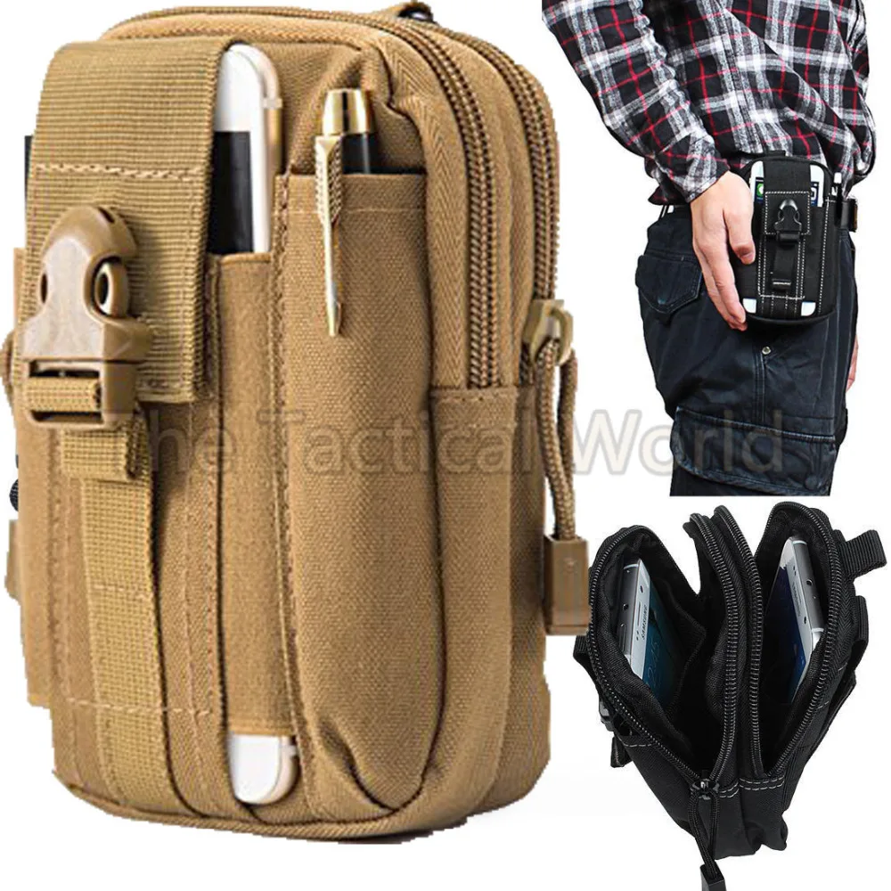 Outdoor Tactical Phone Pouch Holster Airsoft Molle Hip Waist Belt Clip