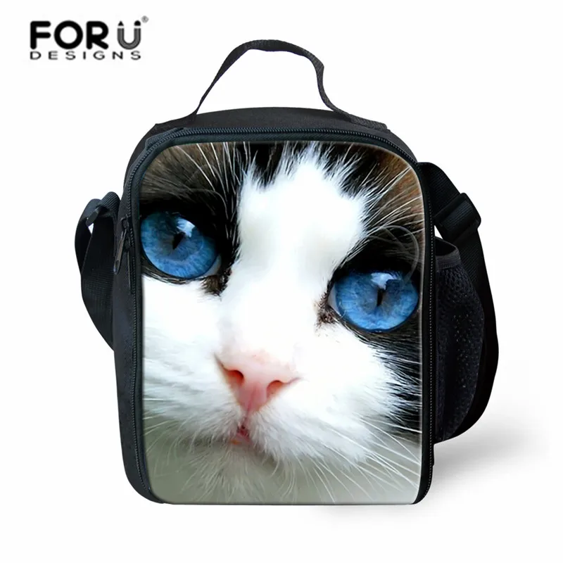 FORUDESIGNS Cute Cats Printing Lunch Bags,Polyester Animal Food Mini