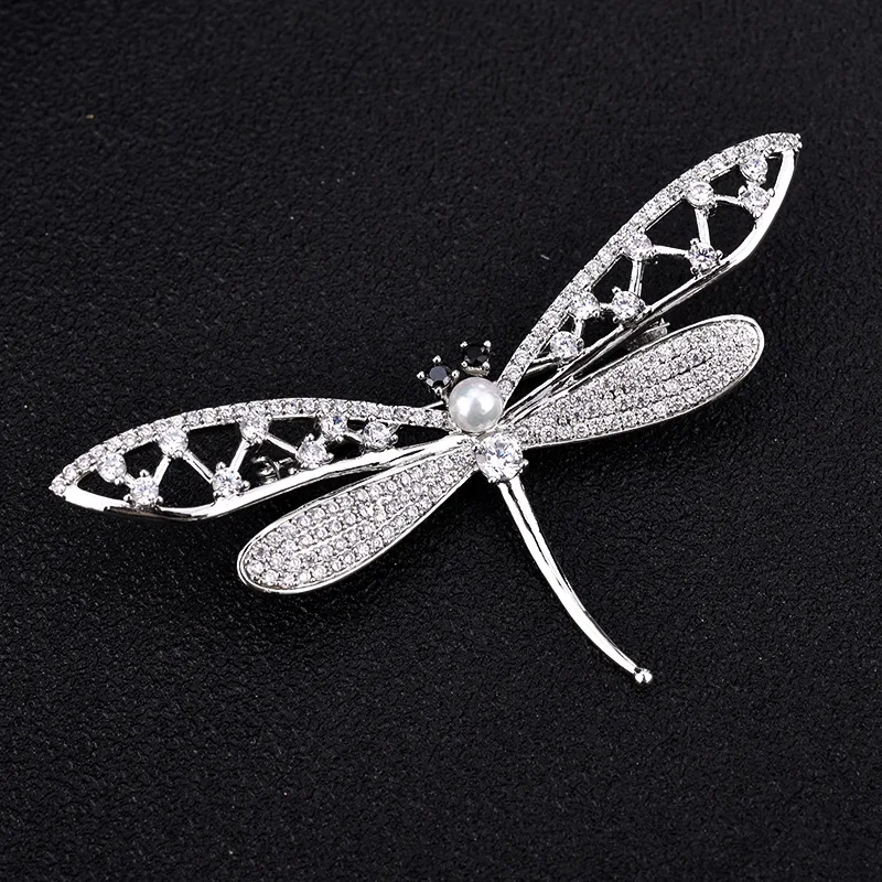 

Mirco Pave Cubic Zirconia Crystal Insect Dragonfly Pins and Brooches for Women Suit Scarf Lady Coat Broches Fashion Jewelry X346