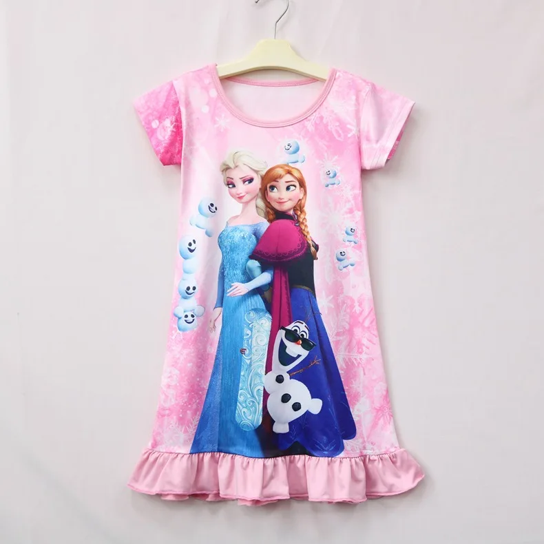 Disney princess robes summer girl nightdress baby nightgowns Frozen Elsa children's dress home clothing sleepwear pajamas top - Цвет: 1