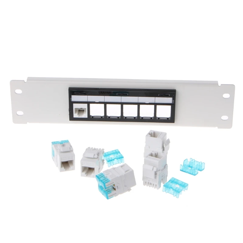 RJ45 CAT6 6 Ports Patch Panel Frame With RJ45 Keyston Module Jack Connector 3