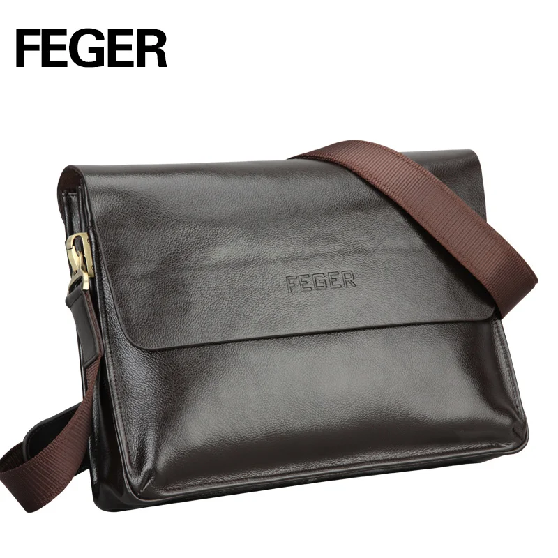 

FEGER casual business pu mens messenger bag vintage fashion mens shoulder bag cross body bag