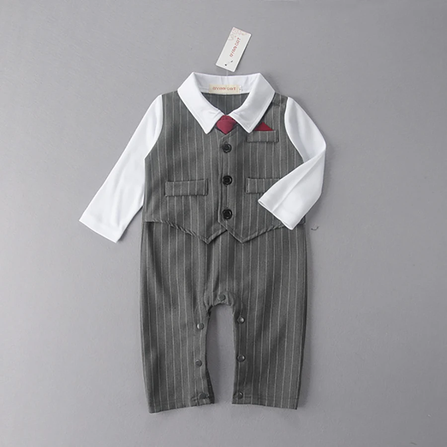 grey striped romper