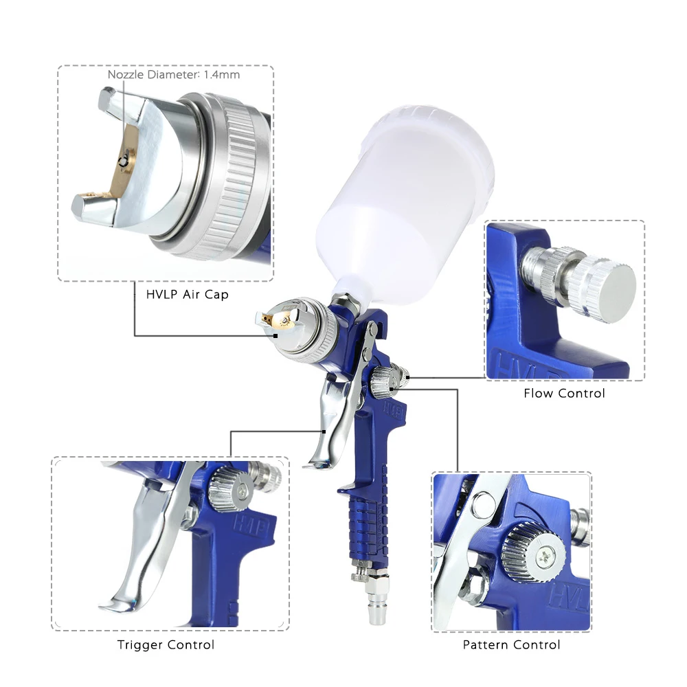 1,4/1,7 мм сопло 600cc Профессиональный гравитационный HVLP Краскораспылитель Аэрограф Автомобильная мебель отделка пальто краска ing распылитель инструмент