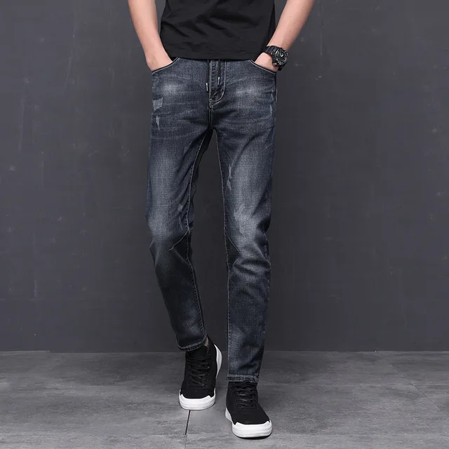 Summer new men's jeans straight waist Korean version of the trend of