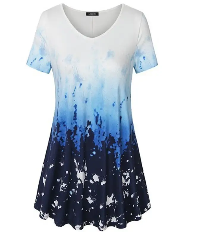 

5XL Large Size Summer 2019 New Women T-shirt Short Sleeve V-Neck Printed Casual Shirt Plus Size Women Clothing Fashion Sexy Tops