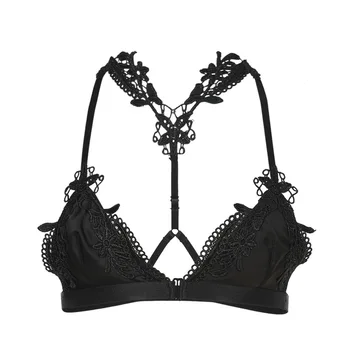 

Black Floral Lace Patchwork Sexy Bras Women 3/4 cup Backless Bra Strapless Lingerie Lady Streetwear Bralette Underwear Female
