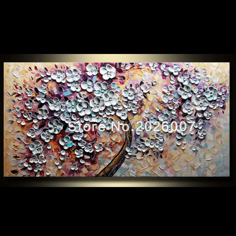 

Hand Painted Abstract Landscape Made to Order Blossom TreeThick Palette Knife Oil Painting On Canva Modern Home Decoration