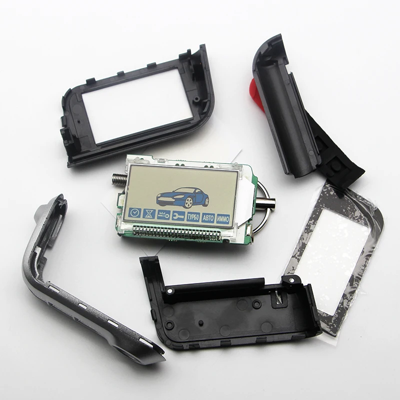 

A93 LCD Remote Control Key Fob Chain + Silicone Case for Russian version Two Way Car Burglar Alarm System Twage Starline A93
