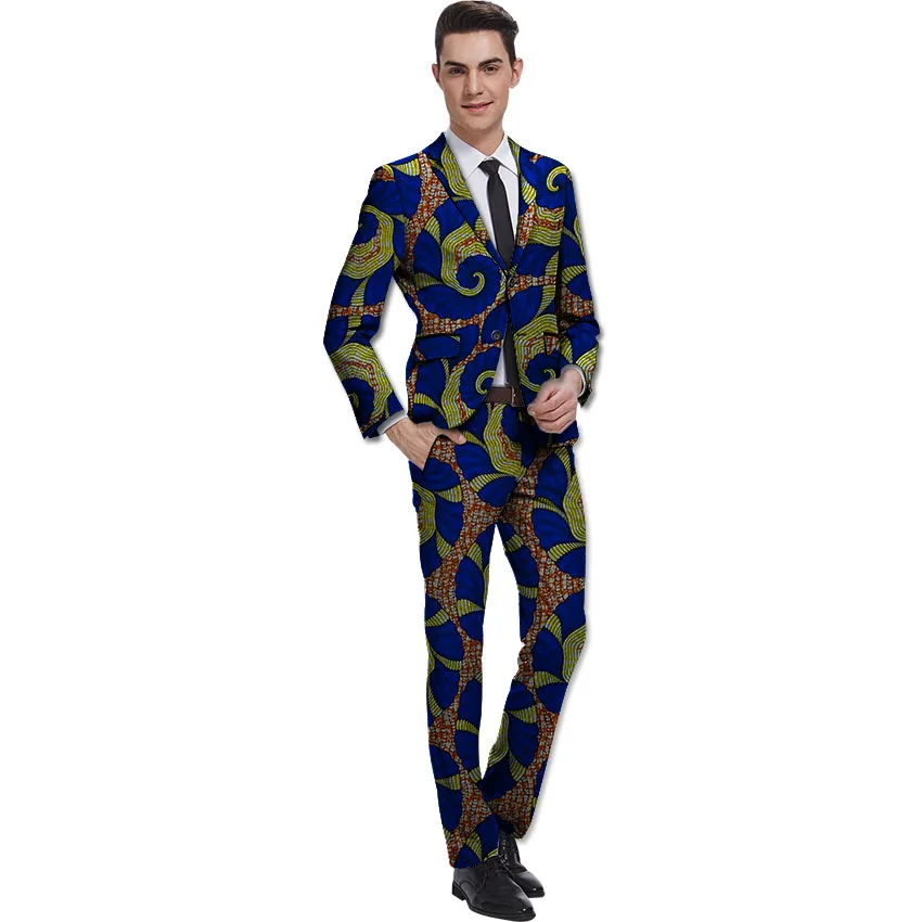 

African print men's blazer with trouser set dashiki man outfits custom Ankara pant suits male wedding wear