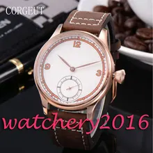 Simple Corgeut 44mm white dial rose golden case Newest Hot top brands 6498 hand winding movement Men’s Mechanical Wristwatches