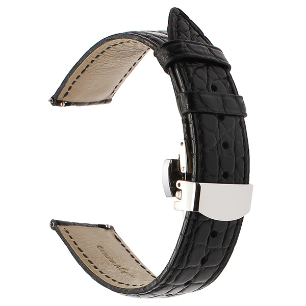 Black S Ремешок для часов из натуральной кожи аллигатора 18 мм 20 мм 22 мм для Patek Philip Zenith Ulysse Nardin Blancpain, ремешок для часов Croco - Цвет ремешка: Black S