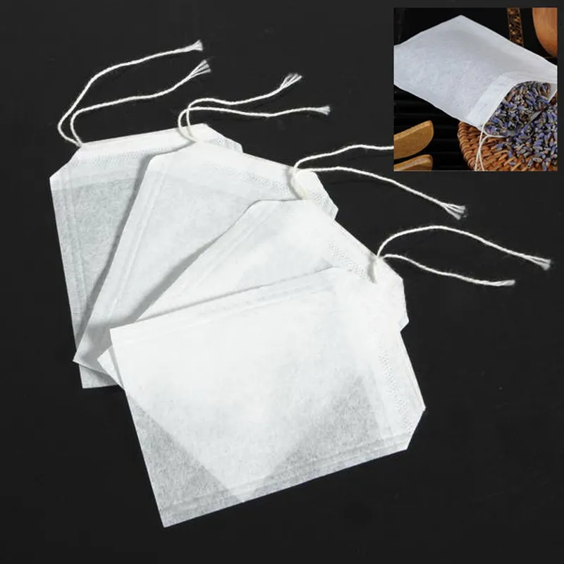 100 pcs Empty Teabags String Heat Seal Filter Paper Herb Loose Tea Bags