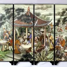 Китайская коллекция для бутика лакированные изделия с краном для рисования складной экран-серия Orchid Pavillion