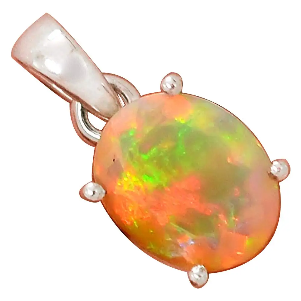 

NiaoZaiFei YunZaiKan Genuine Faceted Ethiopian Opal Pendant 925 Sterling Silver, 20 mm, MHBAP6251