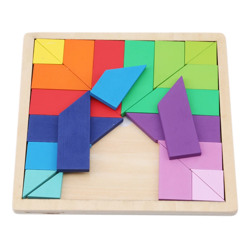 Wooden Puzzle for Children Kids Geometric Square Board Intelligence Puzzle Kids Wooden Learning Educational Toys Jigsaw