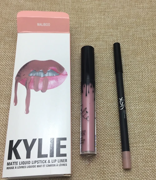 hot new KYLIE matte lipstick+lips pencil makeup lasting waterproof liquid lip gloss kilie lipstick kyliejenner lip - Color: MALIBOO