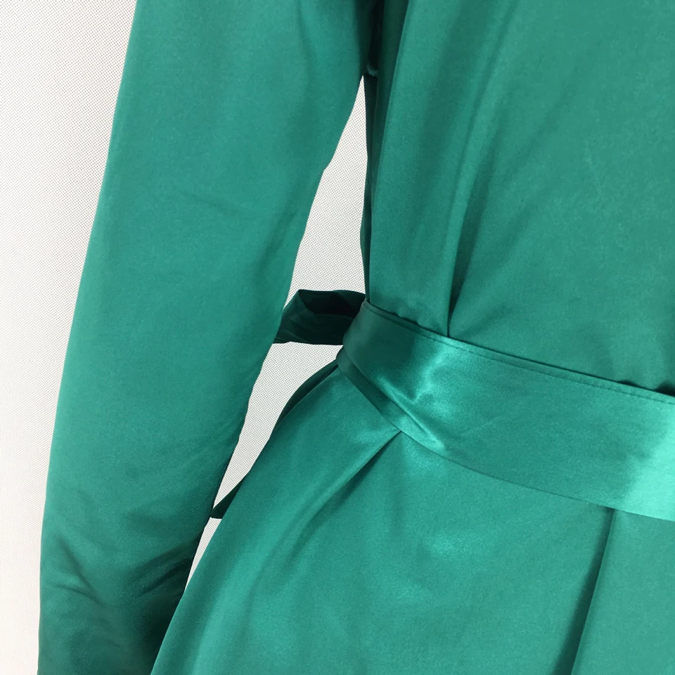 Long Sleeve Satin Dress with Belt (9)