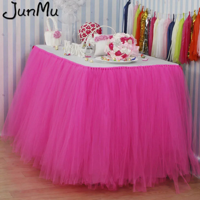  Hot Pink Tulle Tutu Table Skirt Custom Wonderland Tulle Table Skirting Wedding Birthday Baby Shower