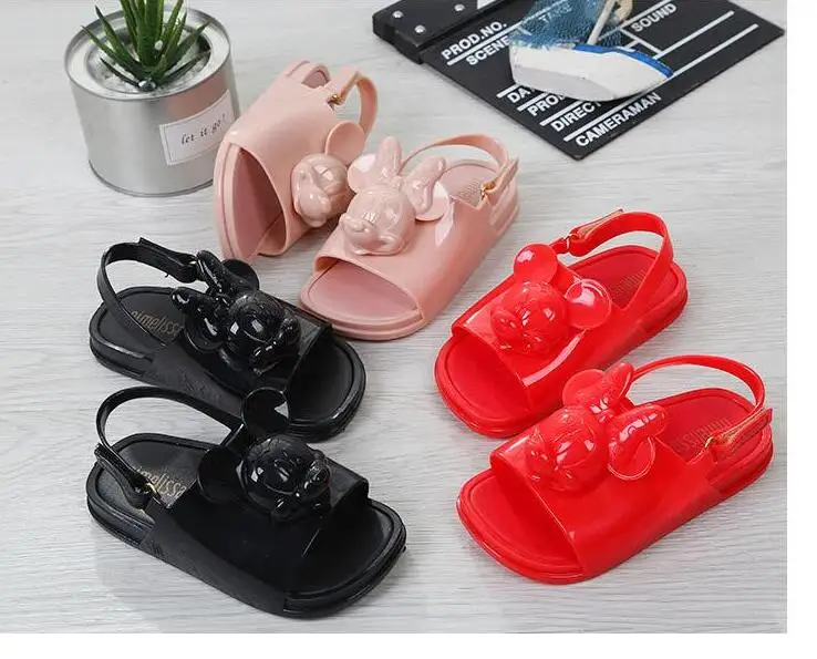 Melissa Twins Mini mouse Head; Новинка года; летняя трехмерная обувь; Новая прозрачная обувь; сандалии для девочек; нескользящие детские сандалии для малышей