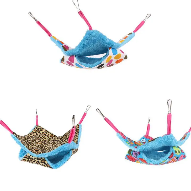 

Cute Small Animal Suspended Warm Plush Double-deck Pet Hamster Hammock Bed Mat For Guinea Pig Rabbit Hanging Bed Cage Accessory