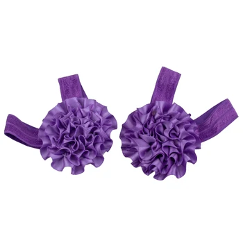 

ABWE Best Sale Baby Girl Ribbon Flowers Barefoot Sandals Shoes (Purple)