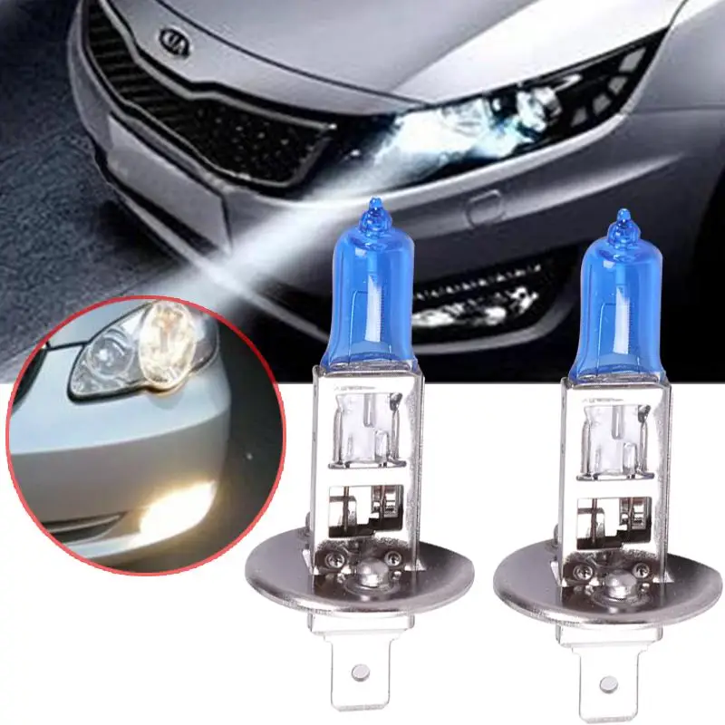 

2Pcs Xenon Gas White Light Lamp Bulbs H1 12V 100W Super White Halogen Bulb FOG XENON Halogen For Universal Car 5500K