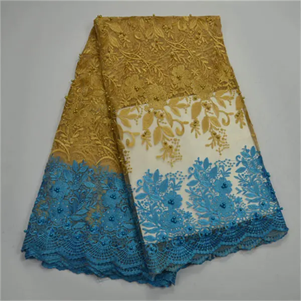 

New arrivals 2018 embroidered net lace fabric for women dress hot sale African french Guipure beaded lace fabric fashion-30