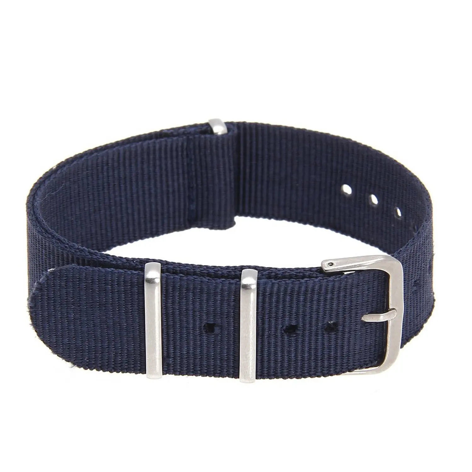 

Adjustable canvas Strap Navy blue with striped for watch replacement